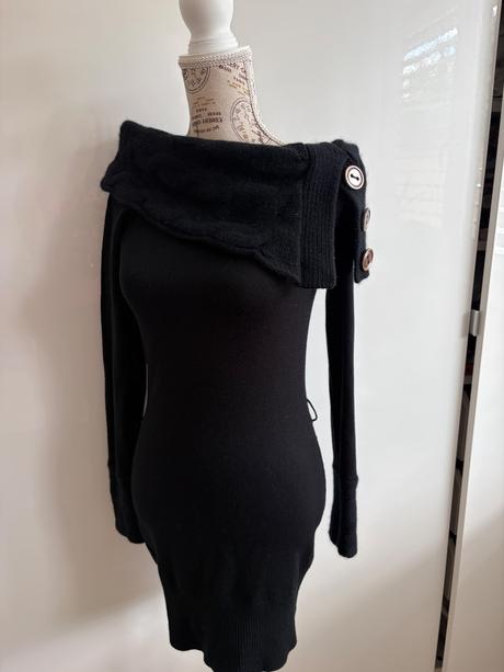 Černé dlouhé pletené šaty ve velikosti xs z orsay, orsay,xs