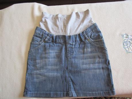 Pěkná modrá riflová těhotenská sukně, vel. xs, xs