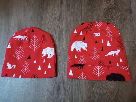 Oboustranná jarní čepice, motiv zvířátka, 2x, 80