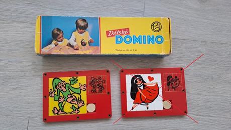 Retro domino a skládačka křemílek a vochomůrka,