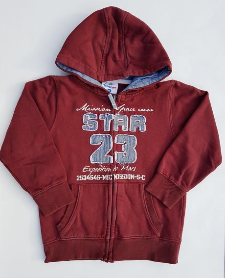 G277 chlapecká bavlněná mikina s kapucí vel. 116, topolino,116