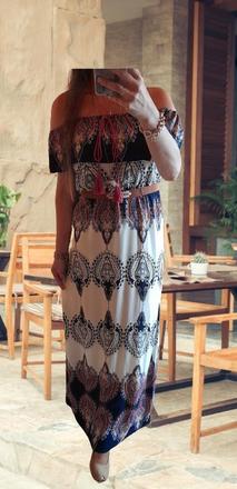 Dlouhé volánové bavlněné letní šaty, m