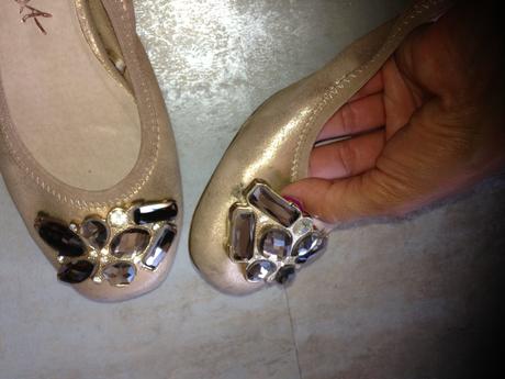 Zlatavé baleríny next vel. uk 4, vel.36,5 kamínky, next,36