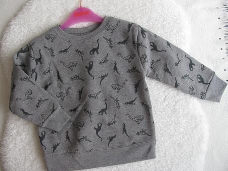 Tmavě šedá bavlněná mikina s dinosaury, 92