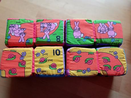 Látkové kostky-výuka číslic, 