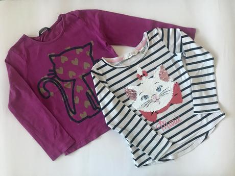 Tři trička s kočičkou, h&m,110