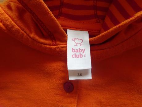 Oranžová mikina s kapucí, vel. 86, baby club,86
