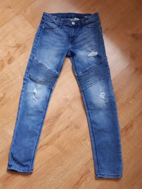 Bezva dřené džíny rifle, h&m,140
