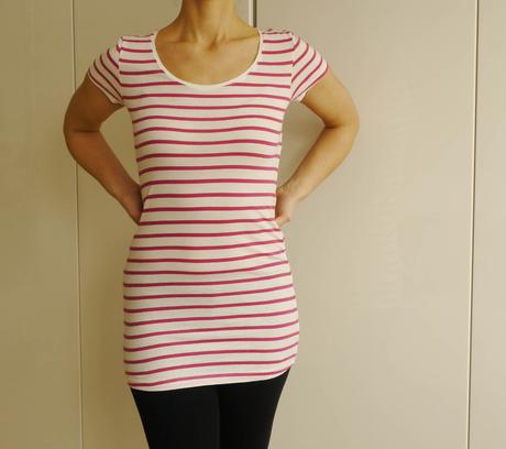 Bilo ruzove pruhovane tricko vel 34 h&m, h&m,34