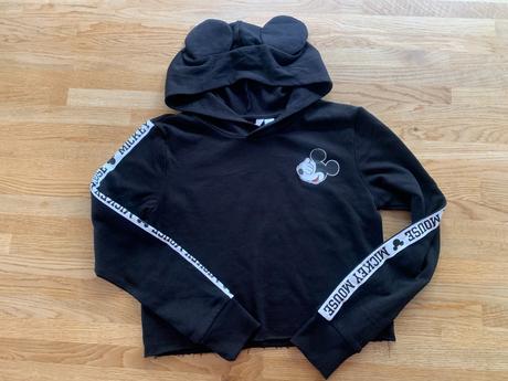Černá cropp mikina s kapucí mickey h&m vel. 170, h&m,170