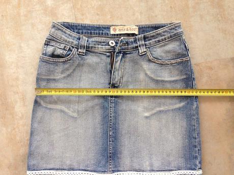 Džínová sukně country styl vel.s/36 bílá krajka, s