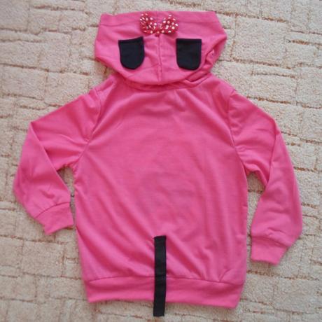 Růžové tričko triko dlouhý rukáv s kapucí minnie , 104