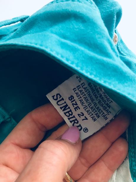 Džíny zeleno modrý tyrkys - v.27 ( cca 11/12 let ), 152