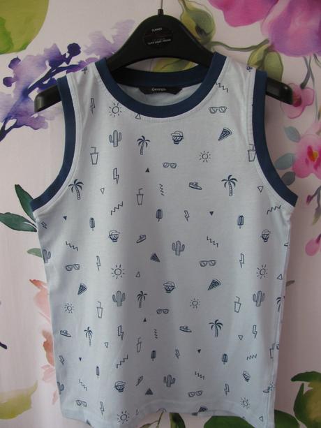 Světle modré bavlněné tričko s letnímy obrázky, george,128