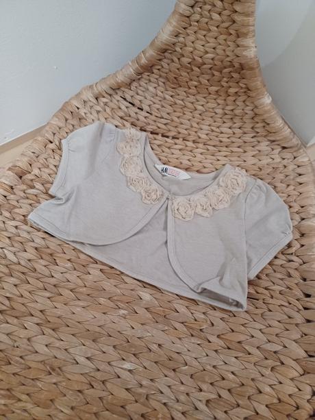 Béžové bolerko s květy h&m 110/116, h&m,116