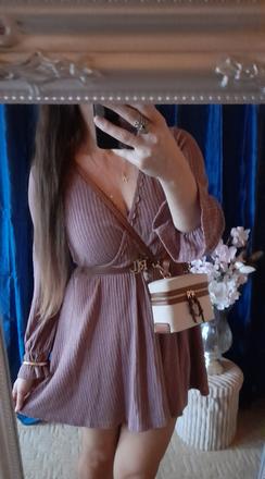 Pudrové áčkové mini šaty, xs