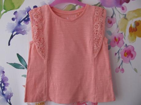 Letní lososová tričko halenka s krajkou, tu,110