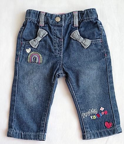 Kalhoty/ džíny s kočkou a duhou 		 	 		, marks & spencer,74