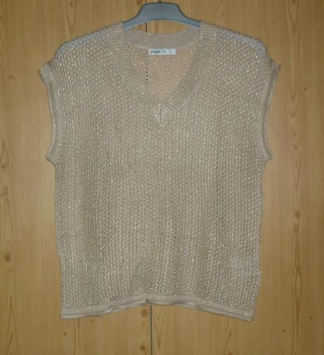 Dámská béžová vesta se zlatou nití takko fashion, takko,s