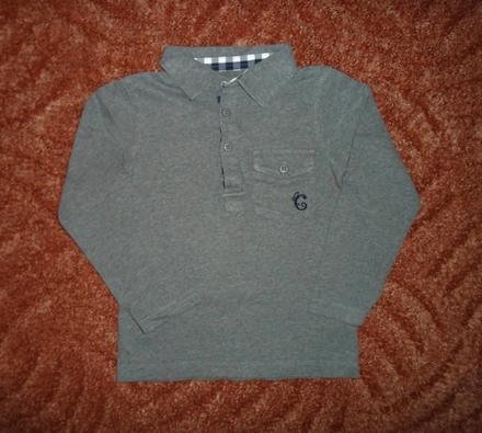 Šedé tričko triko límečkem košile polo dlouhý, 104