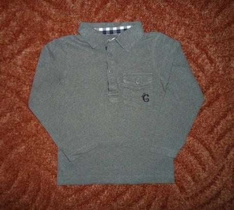 Šedé tričko triko límečkem košile polo dlouhý, 104