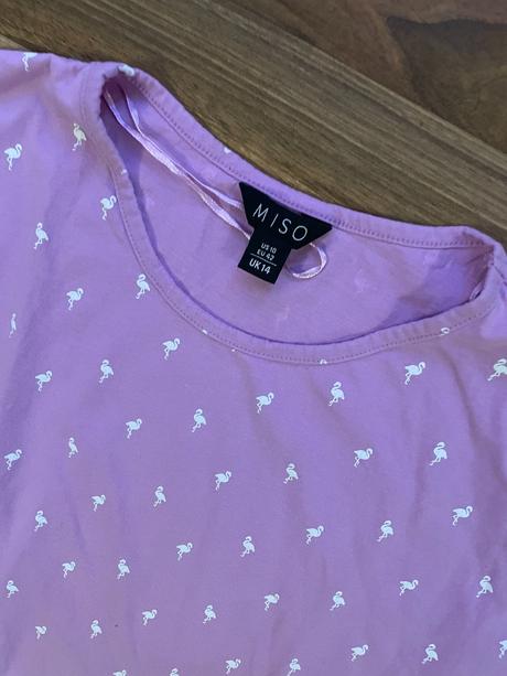 Plameňák lila triko, vel 42/ tedy xl, miso, xl