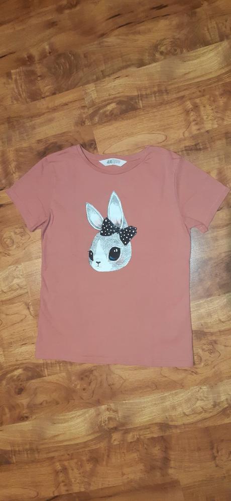 Dívčí triko kr.ruk. h&m 134/140  zajíček, h&m,134