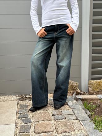 Bershka baggy low waist 32 zkracena delka, bershka,32