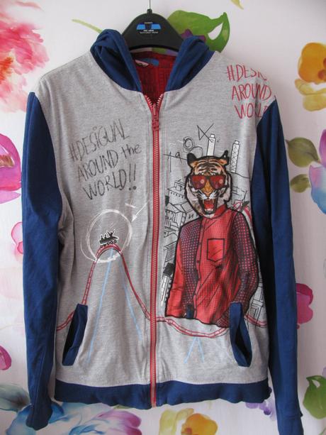 Dětská, oboustranná bavlněná mikina s kapucí, desigual,164