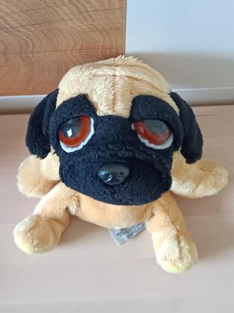 Plyšový pejsek mops vykulínek,