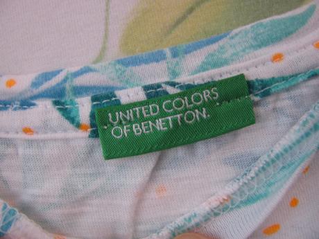 Letní barevné bavlněné tričko s uzlem benetton, benetton,122