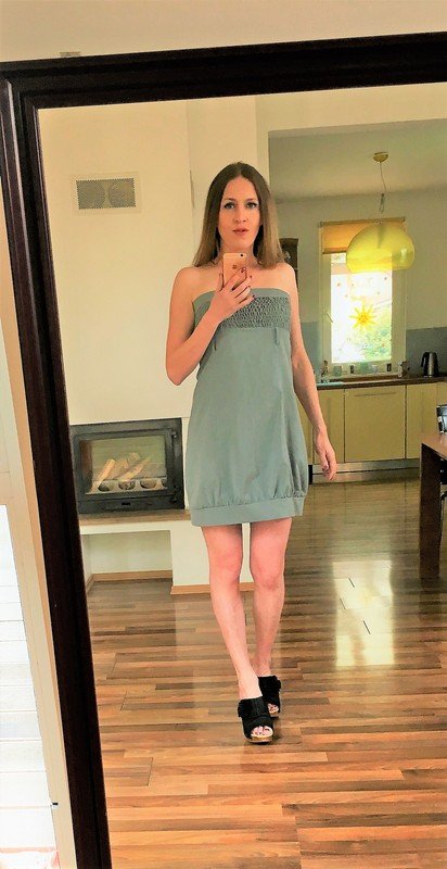 Šedé proužek letní šaty, vel m/l, itálie, l