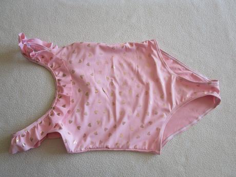 Krásné růžové plavky se srdíčky, jen týden nošené, primark,146