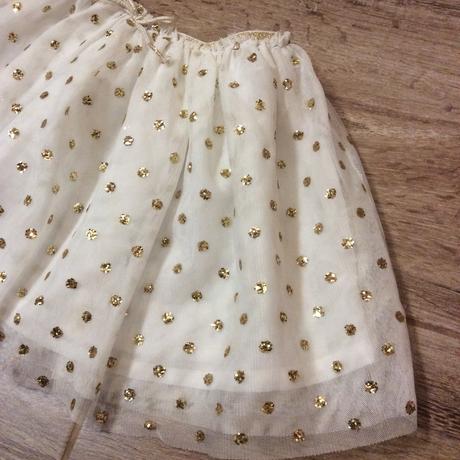Tylová sukýnka se zlatými třpytkatými kolečky, h&m,104