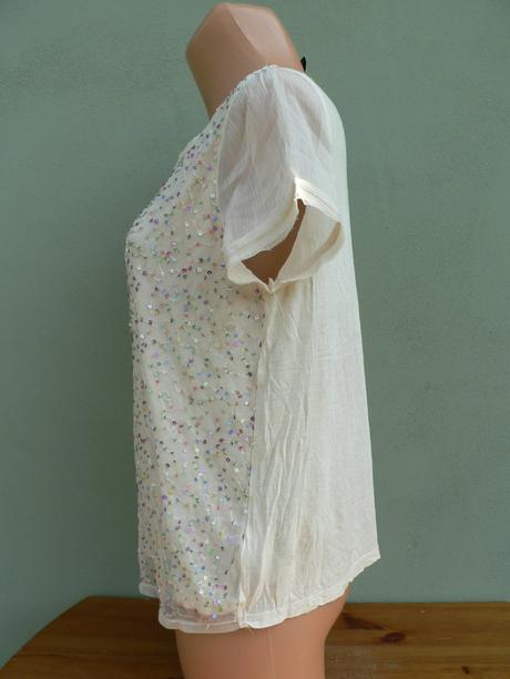 Krémový zdobený top blůzka h&m - vel.s, h&m,s