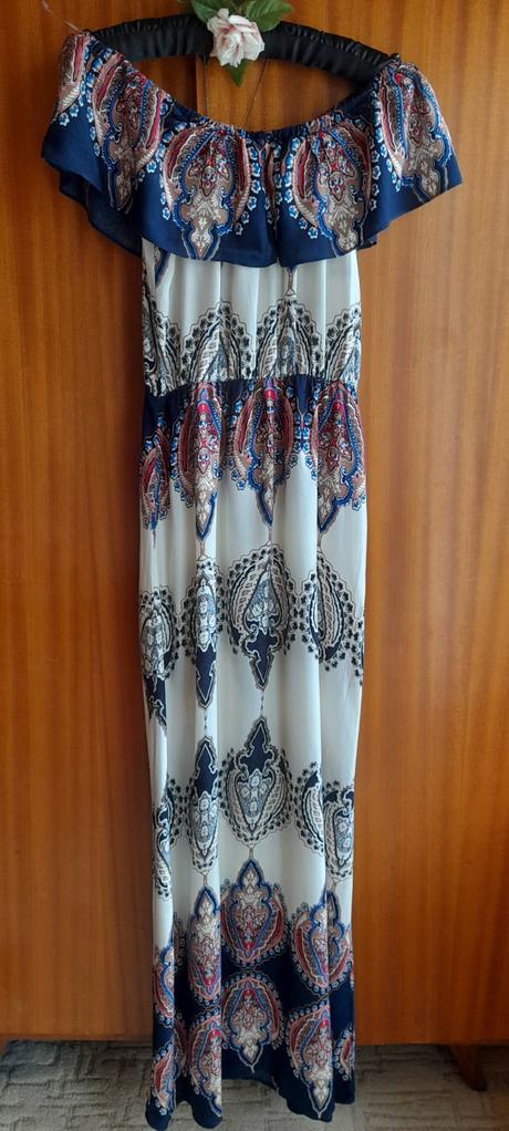 Dlouhé volánové bavlněné letní šaty, m