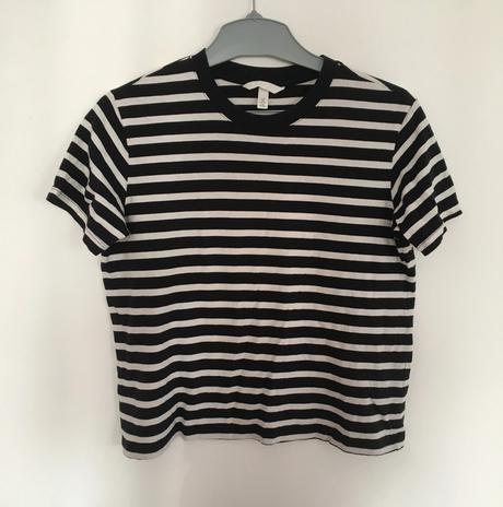 Vel. 36 černobílé crop top triko, h&m,36