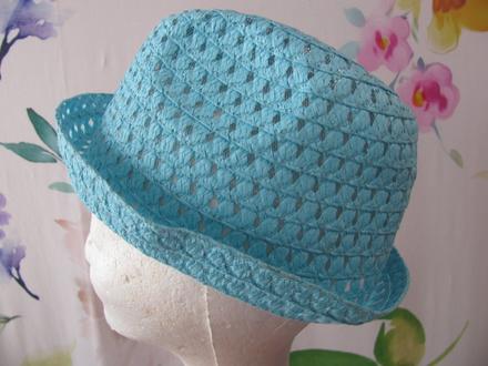 Dětský bledě modrý letní, plážový klobouk unisex, 152