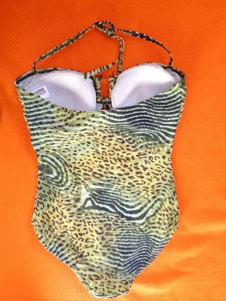 Zelenožluté tygrované jednodílné plavky, 38