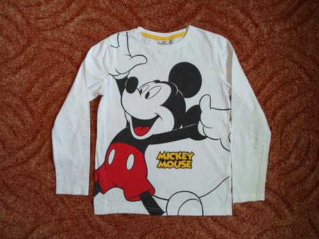 Bílé tričko triko s dlouhým rukávem mickey mouse, disney,128