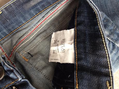 Tmavě modré džíny replay zkrácená délka vel.25, xs, replay,xs