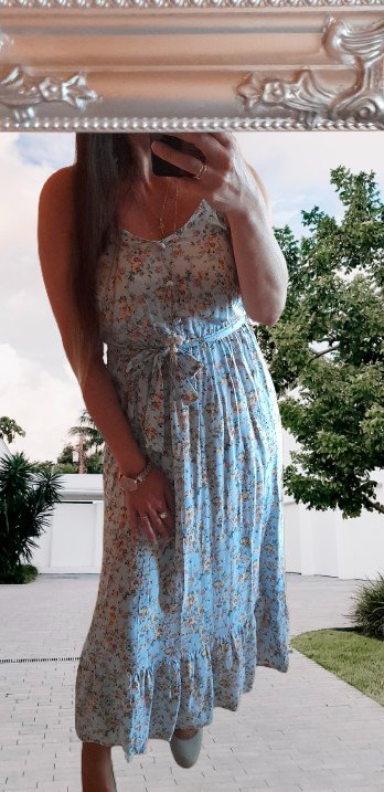 Květinové dlouhé šaty s páskem, l