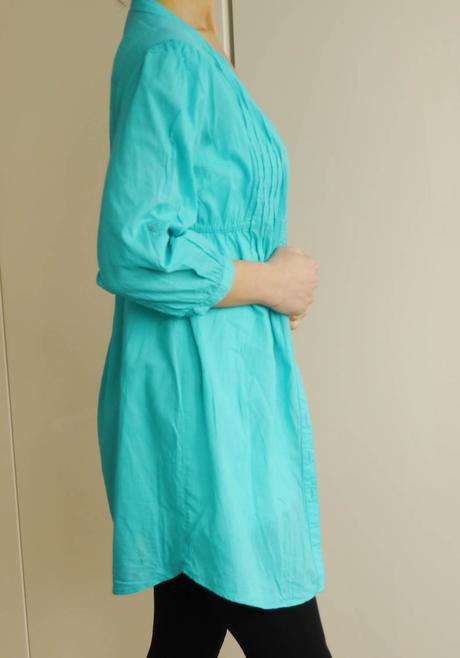 Slaba dlouha tyrkysova bavlnena bluza vel. 34, h&m,34