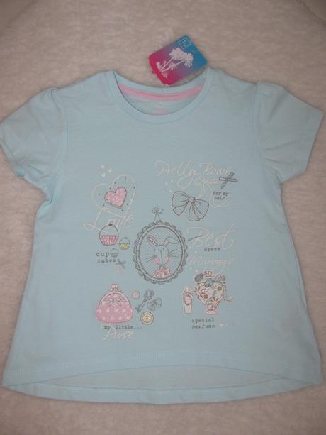 Krásné bledě modré tričko s třpytivými obrázky, tu,86