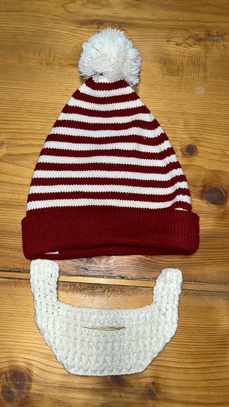 Pletená čepice santa s vousy, s