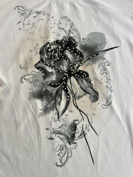 Triko & tričko bílé s růží zn. marco pecci vel. 38, 38