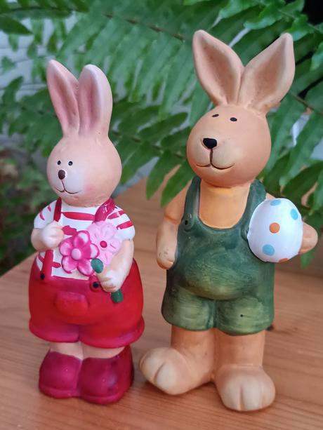 2 králíčci - velikonoční dekorace z keramiky,