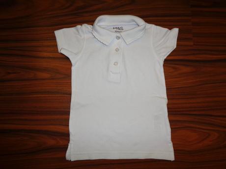 Bílé bavlněné vroubkované tričko s límečkem-holka, marks & spencer,98