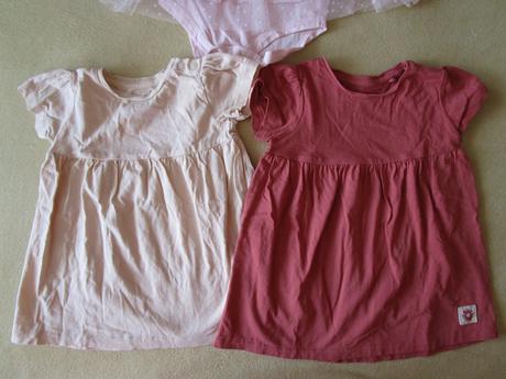 2x pěkné bavl. šatečky + 1x šatečkové body, 62