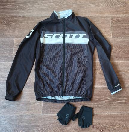 Dětská cyklistická bunda scott vel. l/152 + rukavi, 152